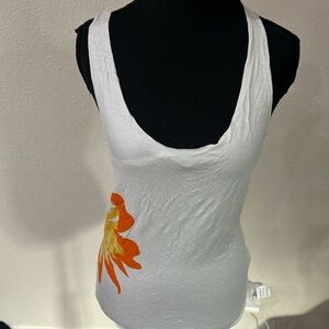 bebe White and Orange Floral Tank Top